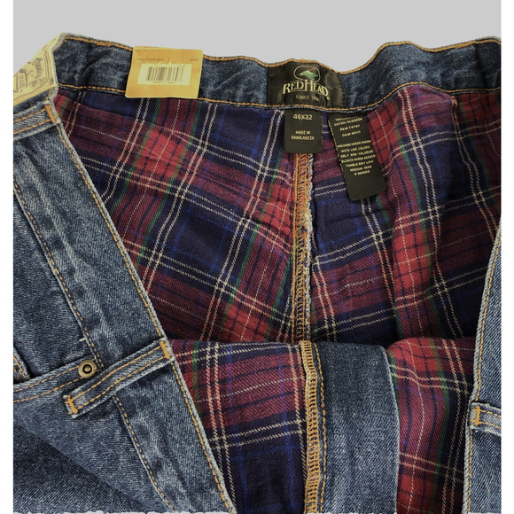 Redhead Men's Flannel Lined Utility Jeans 46x32 Insulated Blue Denim 7 Pockets - Picture 5 of 11